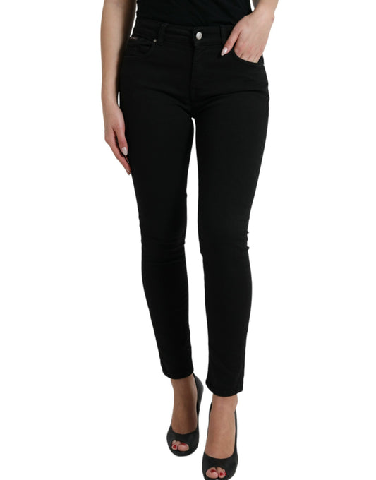 Jean skinny taille moyenne en coton noir Dolce &amp; Gabbana
