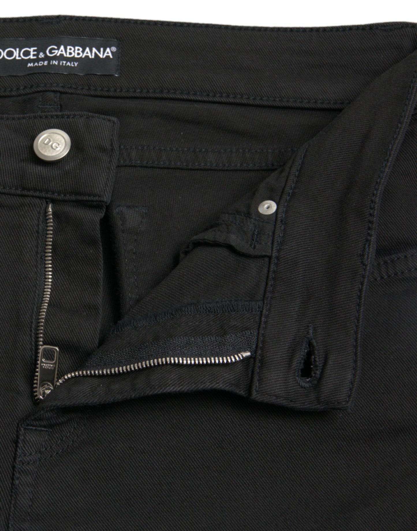 Jean skinny taille moyenne en coton noir Dolce &amp; Gabbana