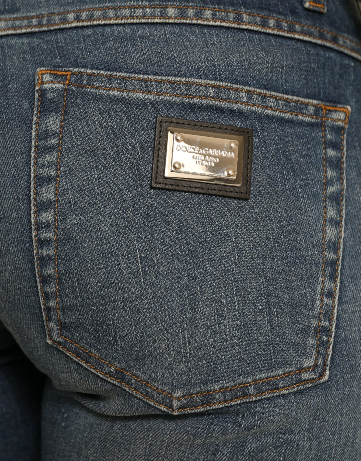 Jean en denim de coton taille moyenne bleu BOYFRIEND de Dolce &amp; Gabbana