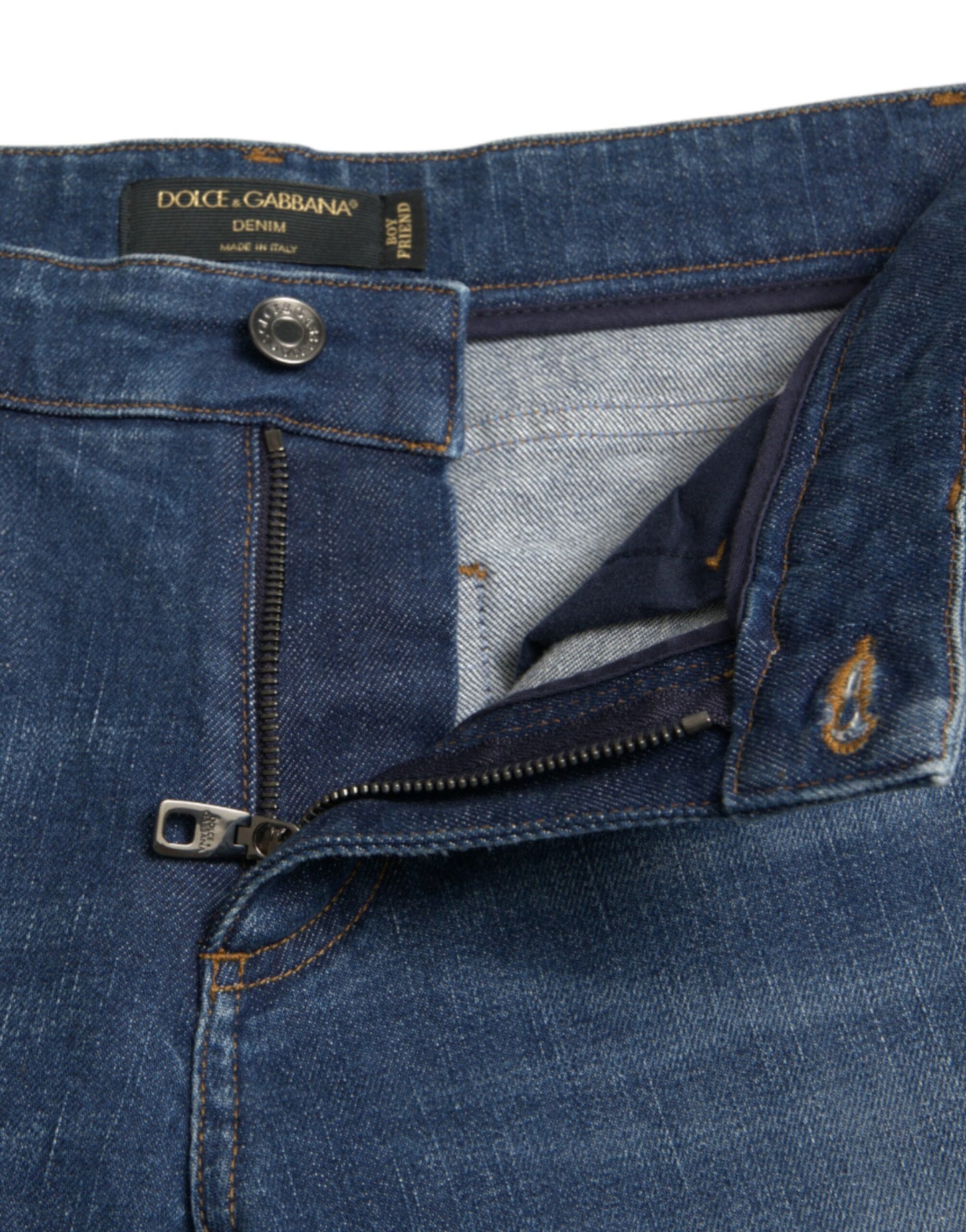 Jean en denim de coton taille moyenne bleu BOYFRIEND de Dolce &amp; Gabbana