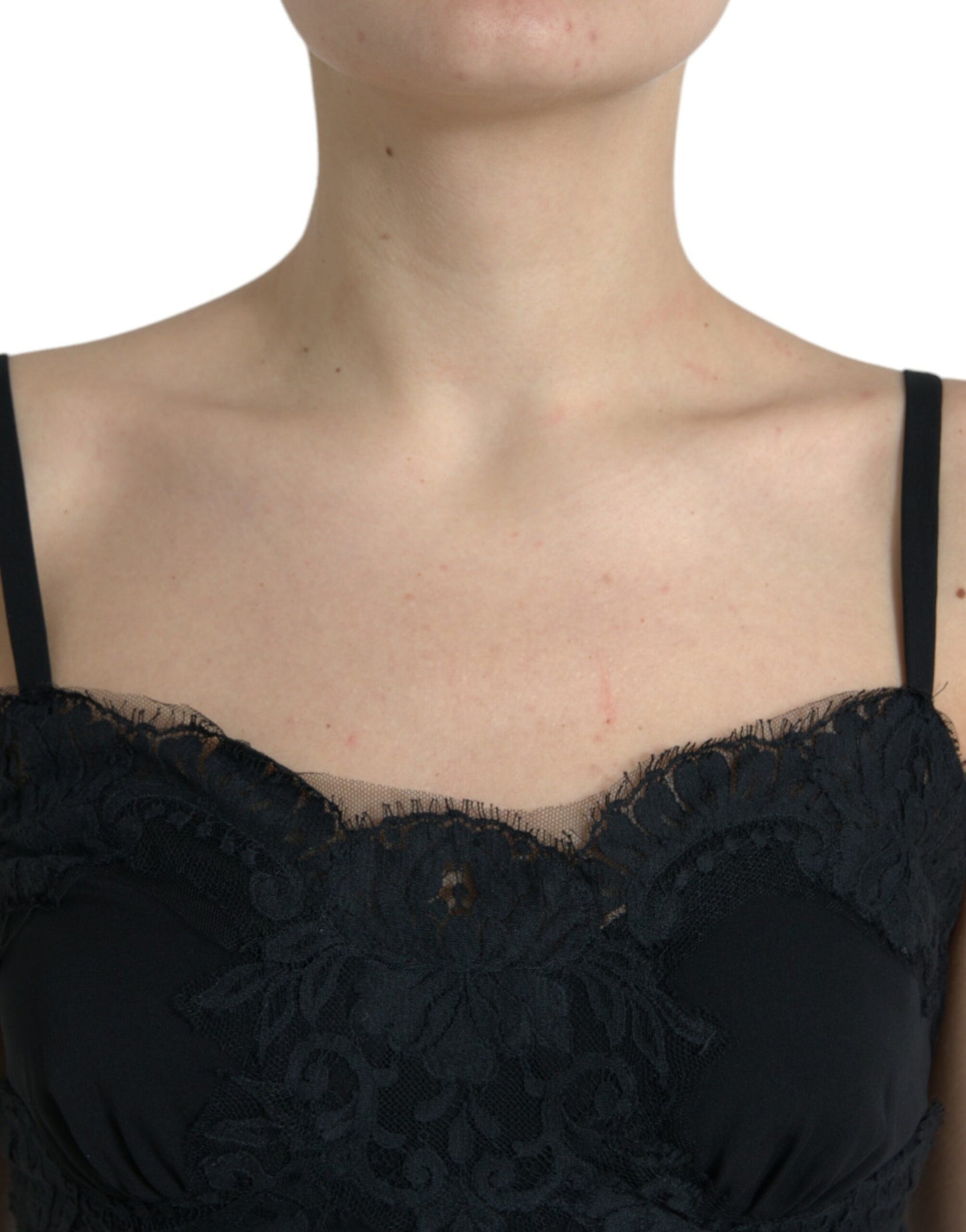 Débardeur sans manches en dentelle extensible noire Dolce &amp; Gabbana