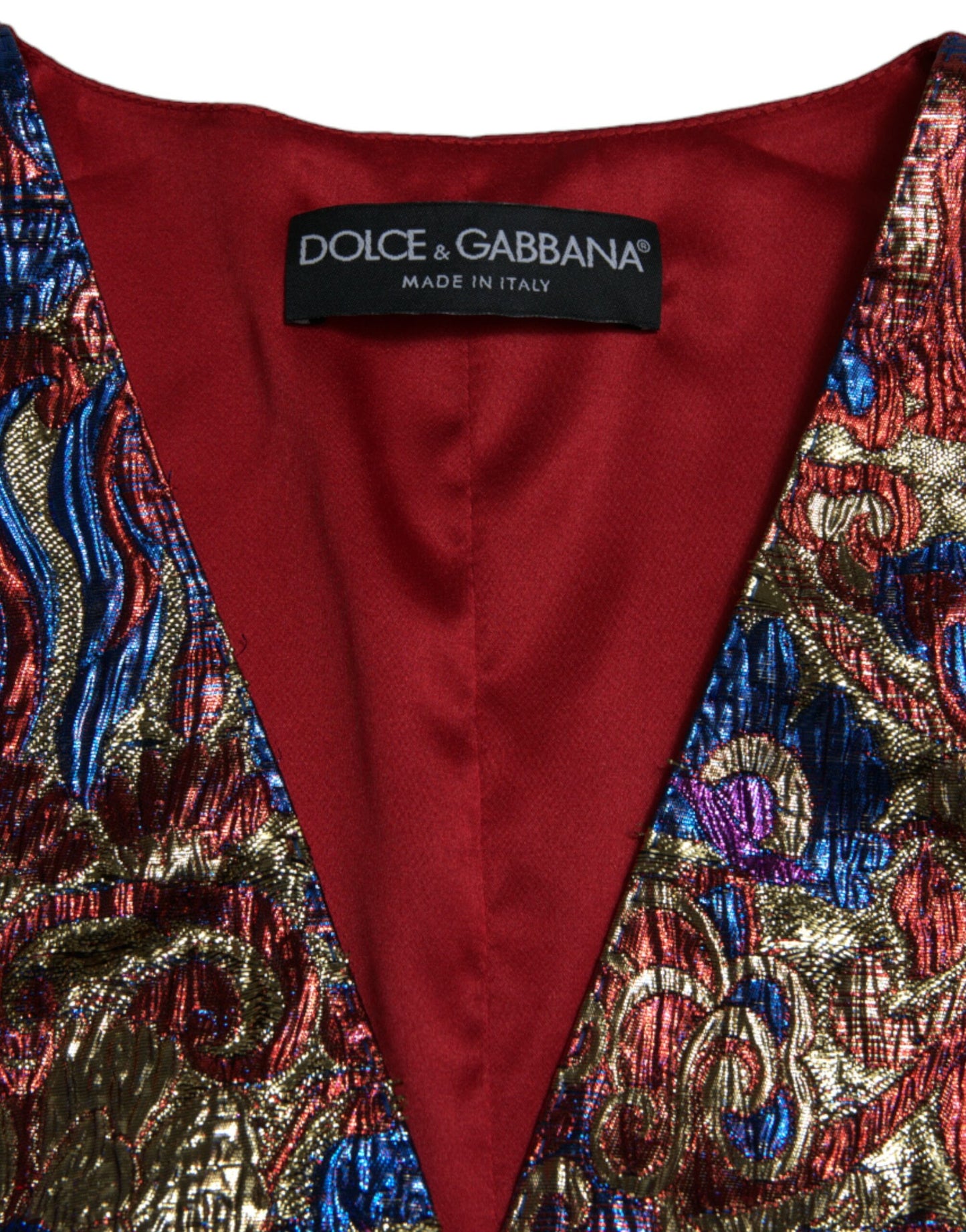 Gilet sans manches à boutons en jacquard multicolore Dolce &amp; Gabbana