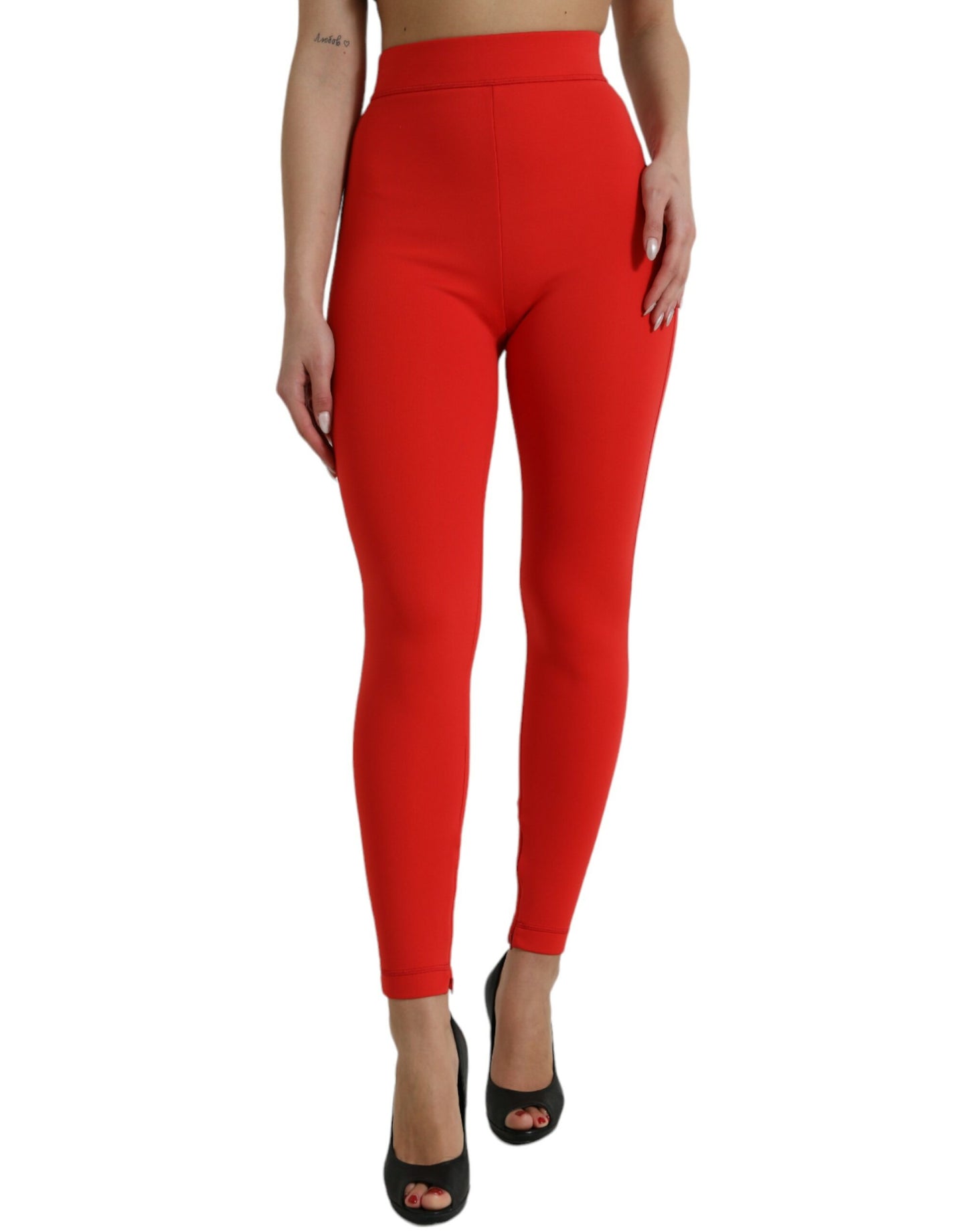 Pantalon legging slim en nylon stretch rouge Dolce &amp; Gabbana