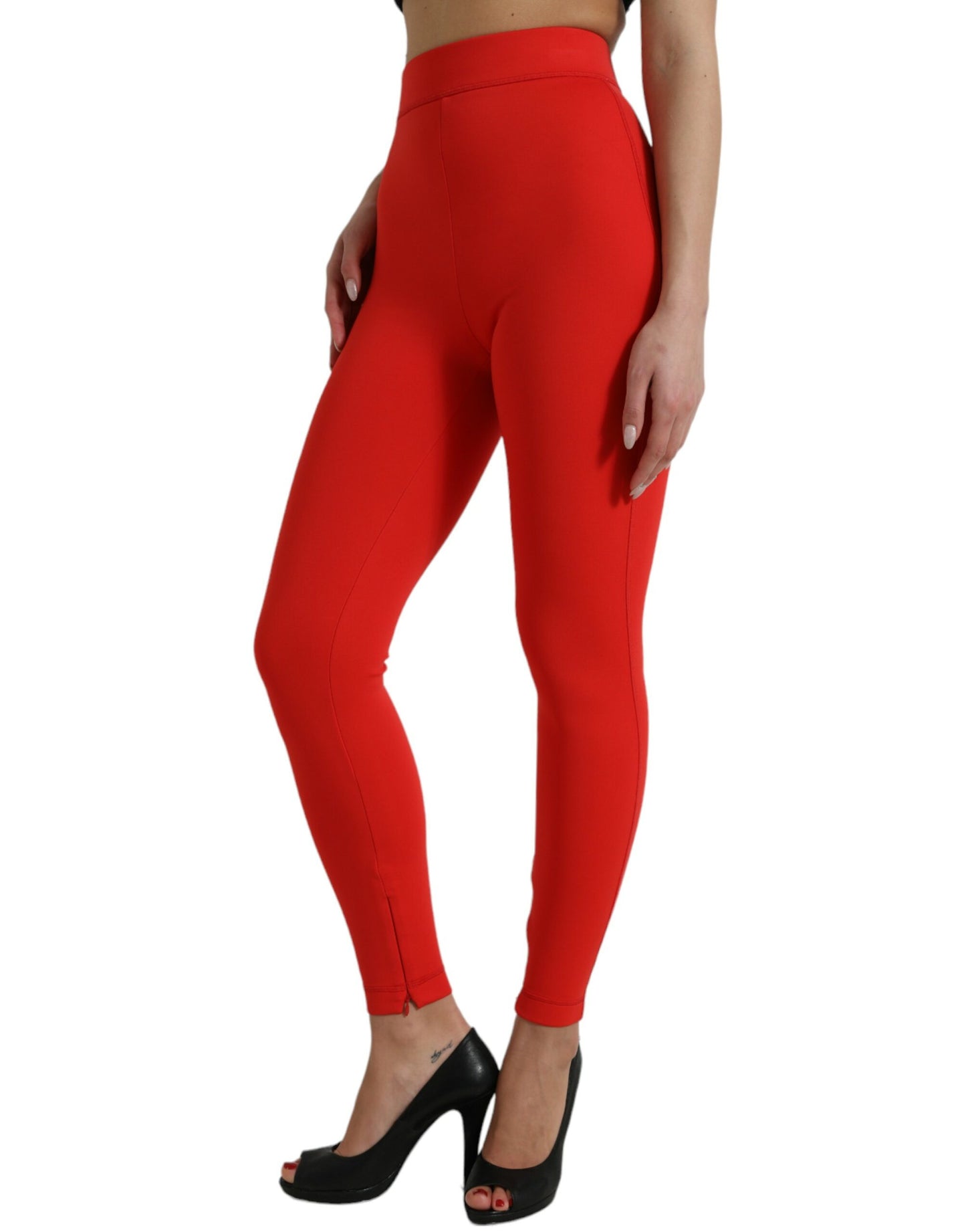 Pantalon legging slim en nylon stretch rouge Dolce &amp; Gabbana