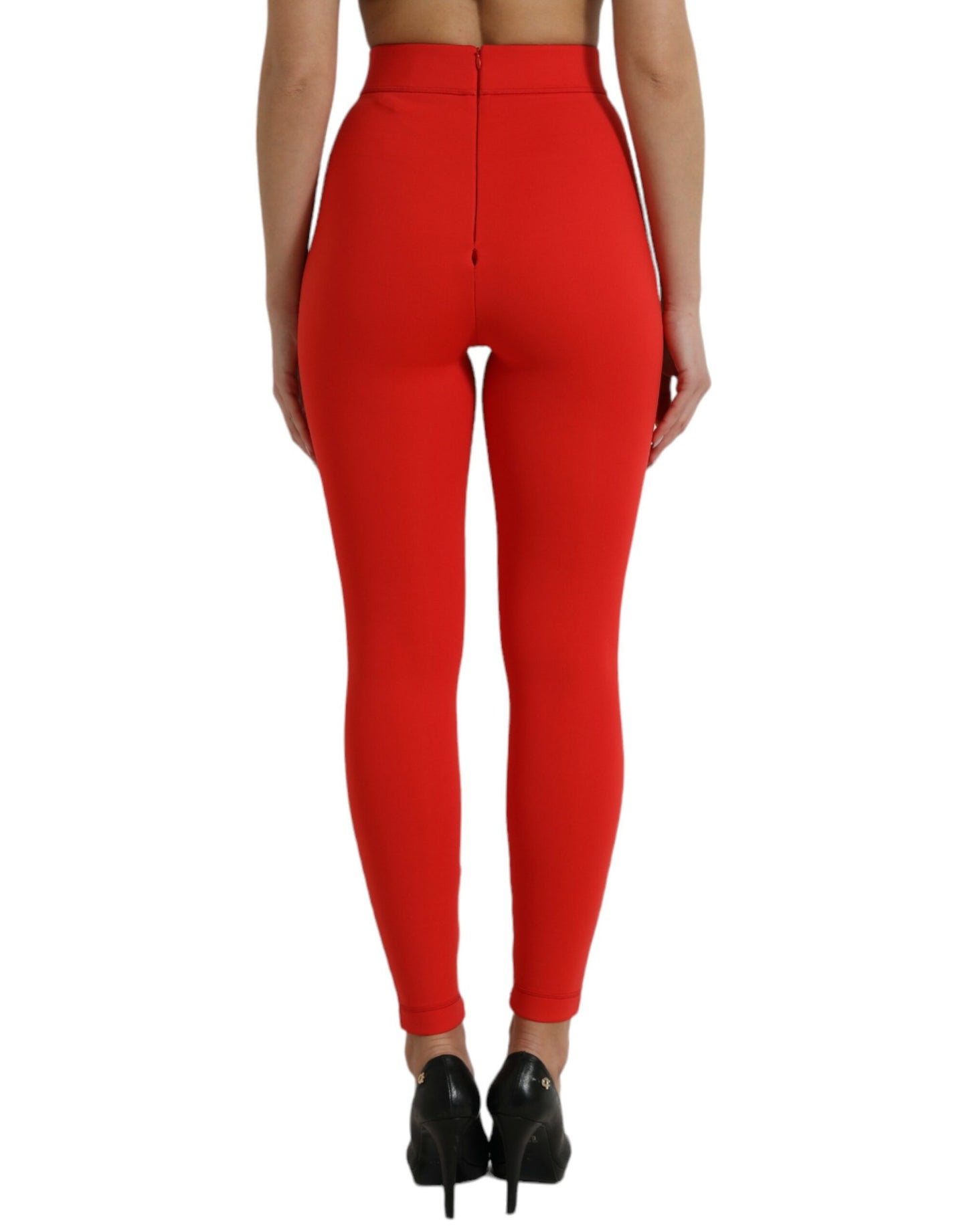 Pantalon legging slim en nylon stretch rouge Dolce &amp; Gabbana