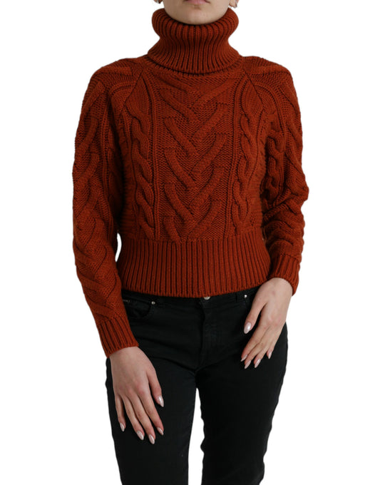 Pull à col roulé en laine marron Dolce &amp; Gabbana
