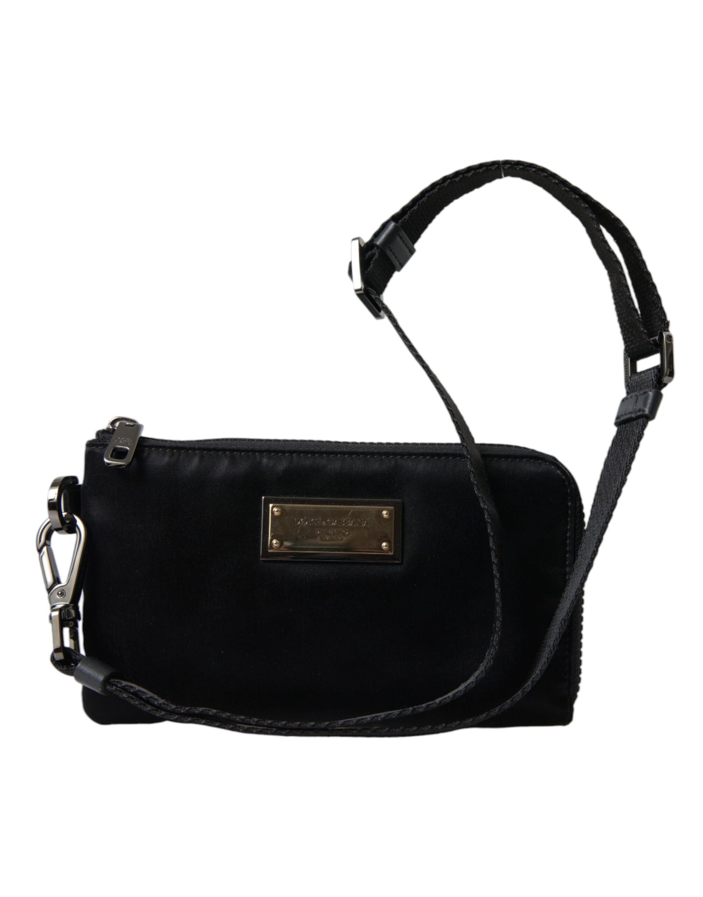 Pochette porte-clés Dolce &amp; Gabbana en nylon noir avec logo