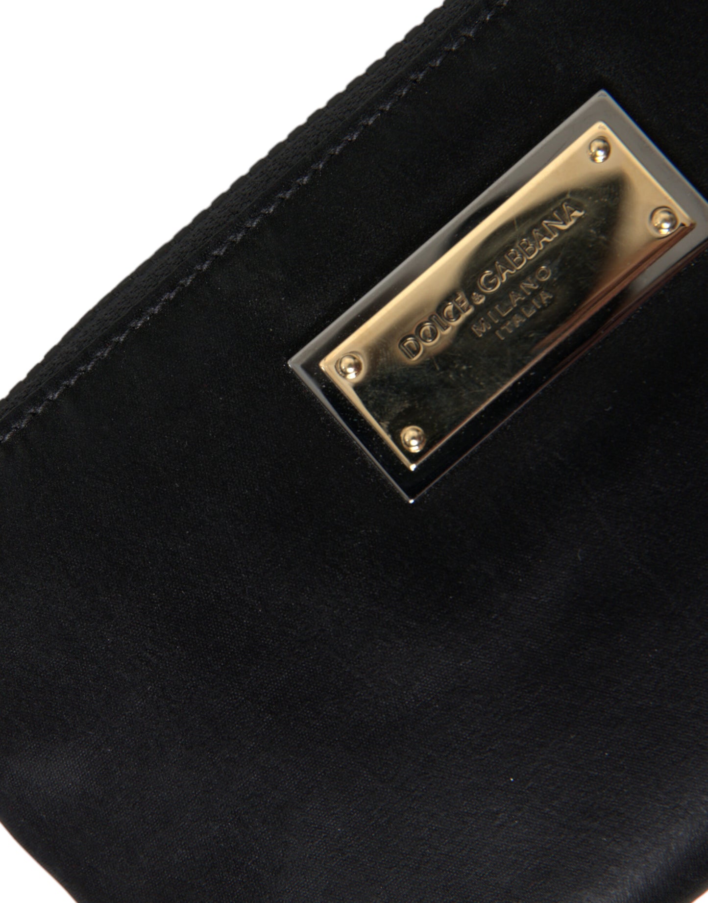 Pochette porte-clés Dolce &amp; Gabbana en nylon noir avec logo