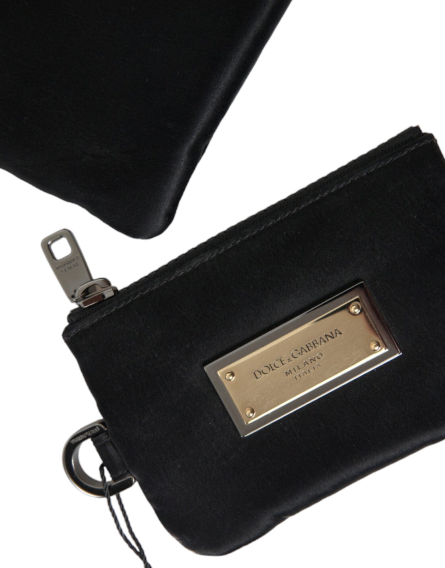 Pochette porte-clés Dolce &amp; Gabbana en nylon noir avec logo