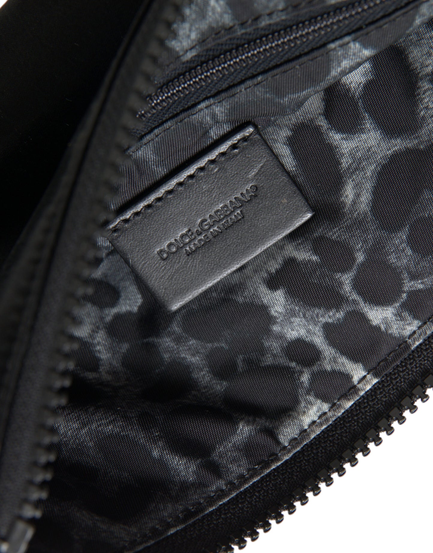 Pochette porte-clés Dolce &amp; Gabbana en nylon noir avec logo