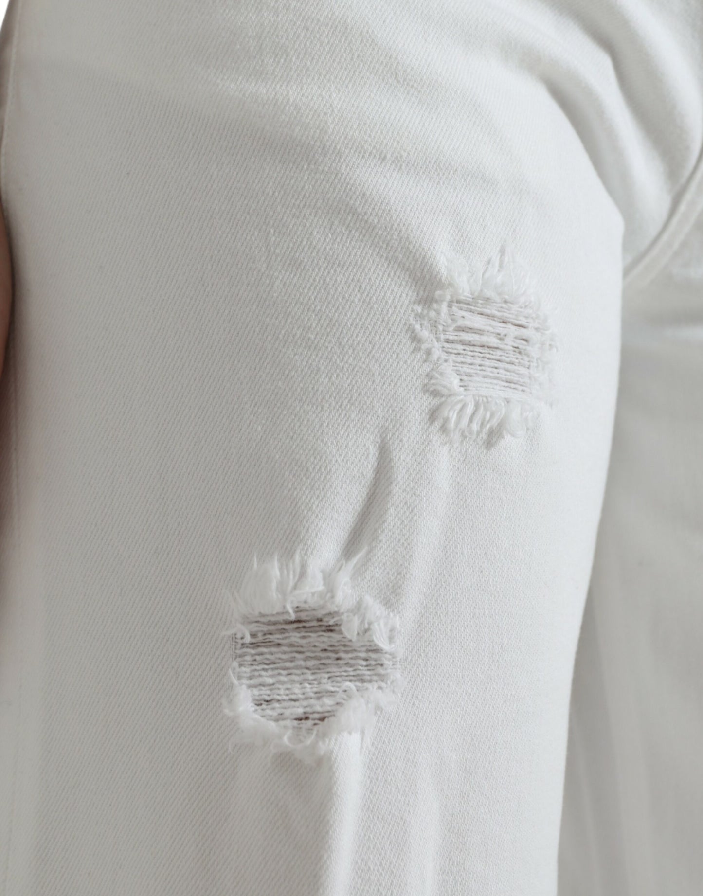 Dolce &amp; Gabbana – Weiße, verkürzte Jeans aus Baumwolle mit weitem Bein