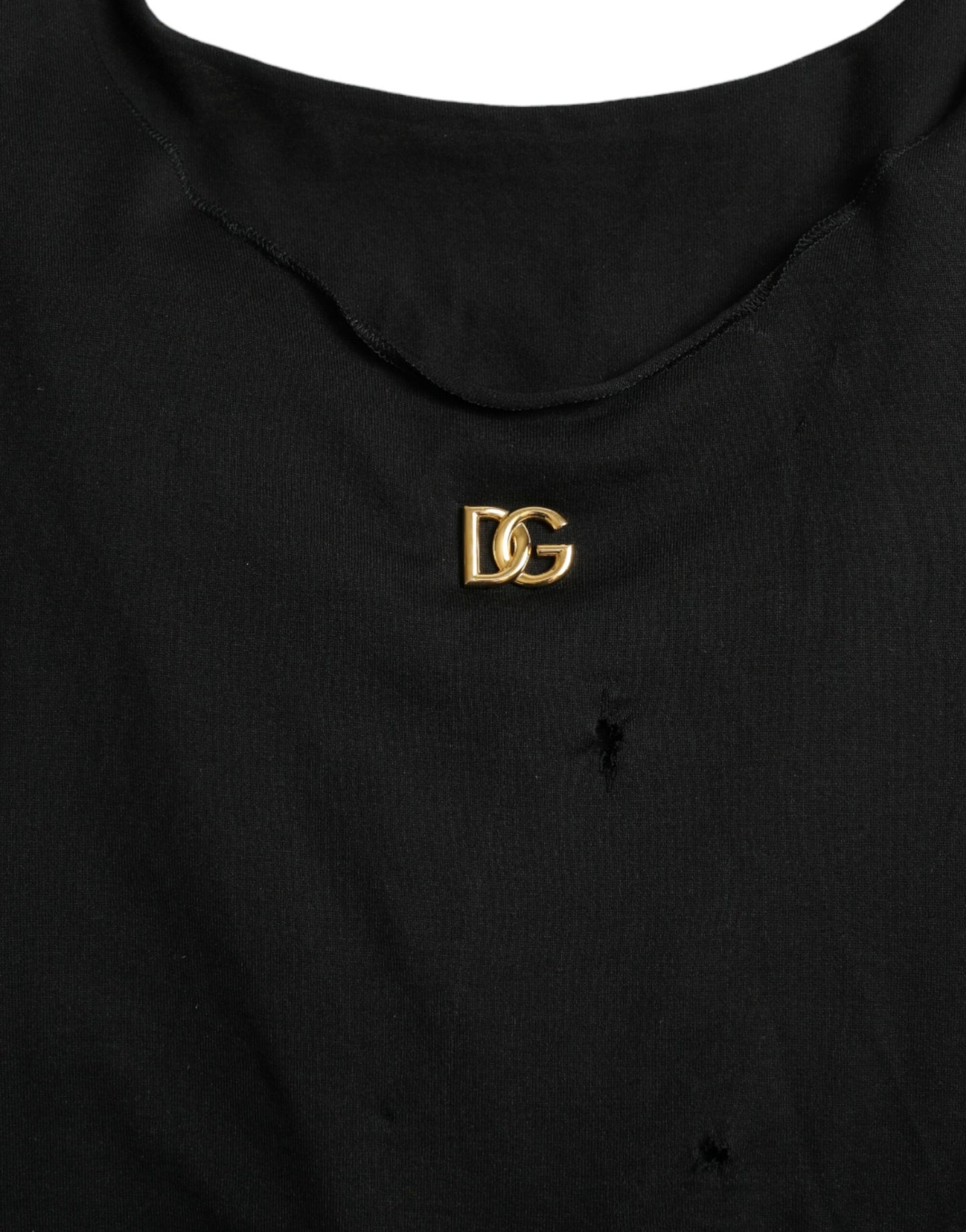 Débardeur col rond à lacets en coton noir Dolce &amp; Gabbana