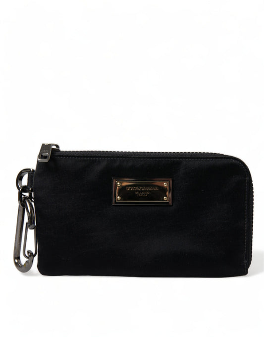 Pochette porte-clés Dolce &amp; Gabbana en nylon noir avec logo