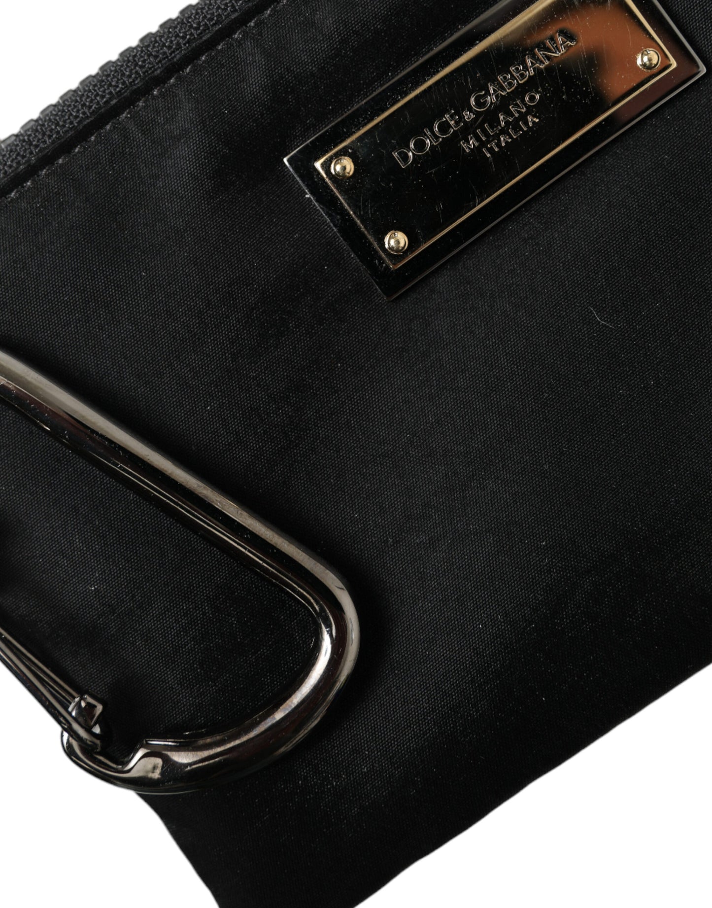Pochette porte-clés Dolce &amp; Gabbana en nylon noir avec logo
