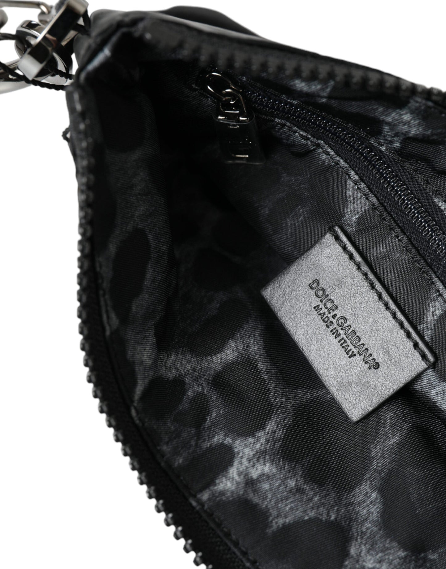 Pochette porte-clés Dolce &amp; Gabbana en nylon noir avec logo
