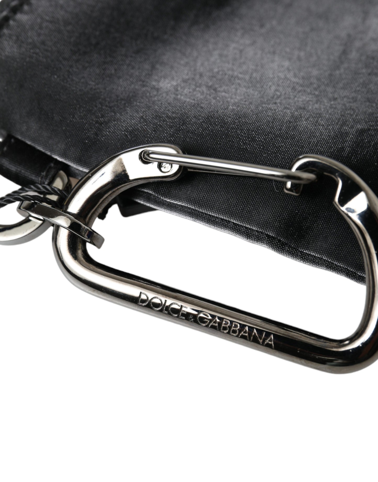 Pochette porte-clés Dolce &amp; Gabbana en nylon noir avec logo