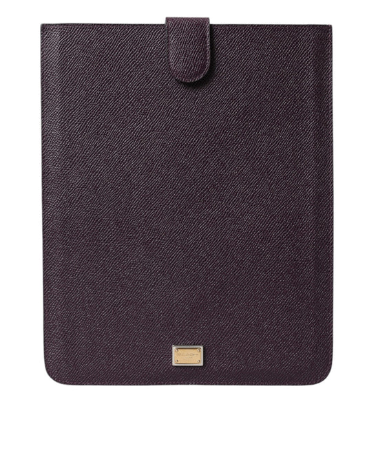 Étui pour tablette Dolce &amp; Gabbana en cuir marron foncé avec plaque logo