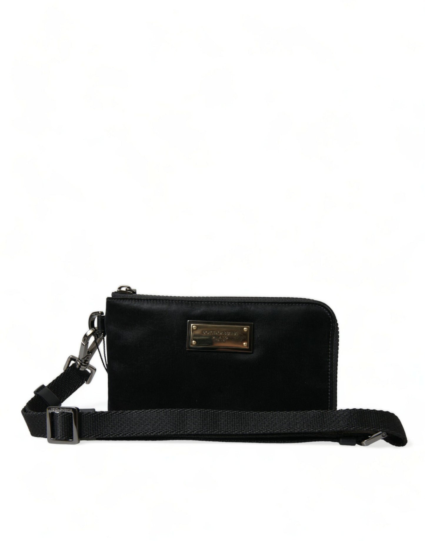 Pochette porte-clés Dolce &amp; Gabbana en nylon noir avec logo