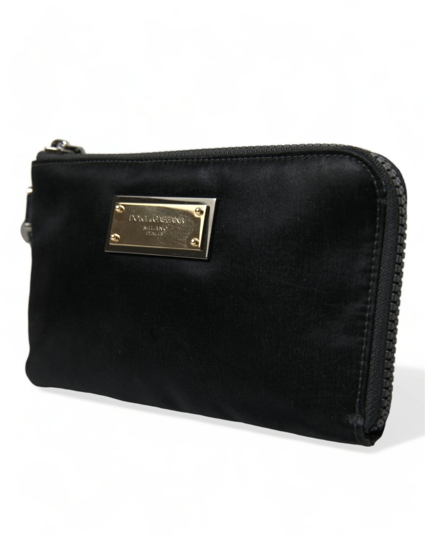 Pochette porte-clés Dolce &amp; Gabbana en nylon noir avec logo