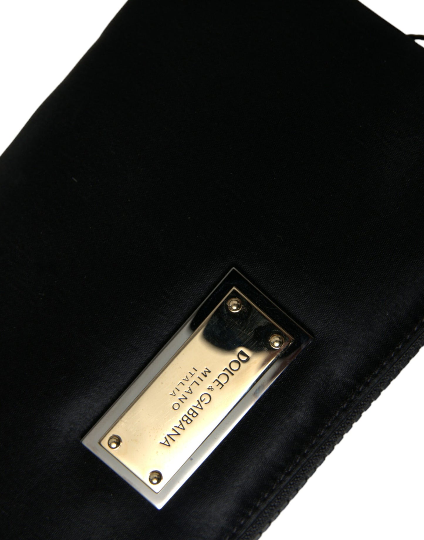 Pochette porte-clés Dolce &amp; Gabbana en nylon noir avec logo