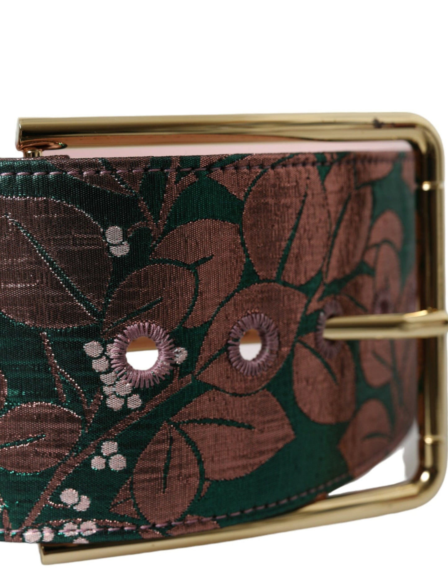 Ceinture Dolce &amp; Gabbana en jacquard floral multicolore et lurex avec boucle dorée