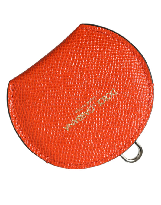 Dolce &amp; Gabbana – Handspiegelhalter aus orangefarbenem Kalbsleder mit rundem Logo