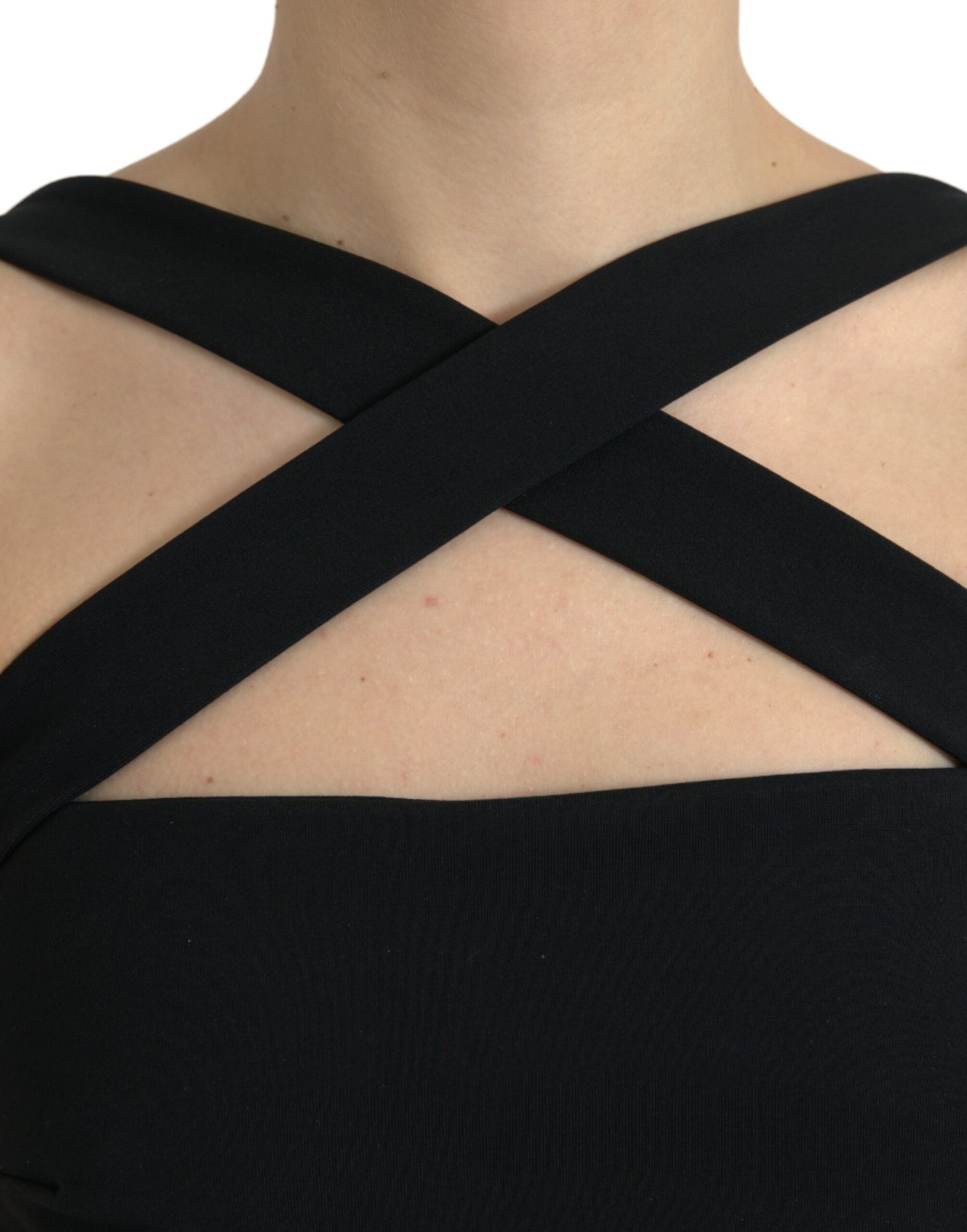 Robe mi-longue noire fourreau dos nu sans manches Dolce &amp; Gabbana