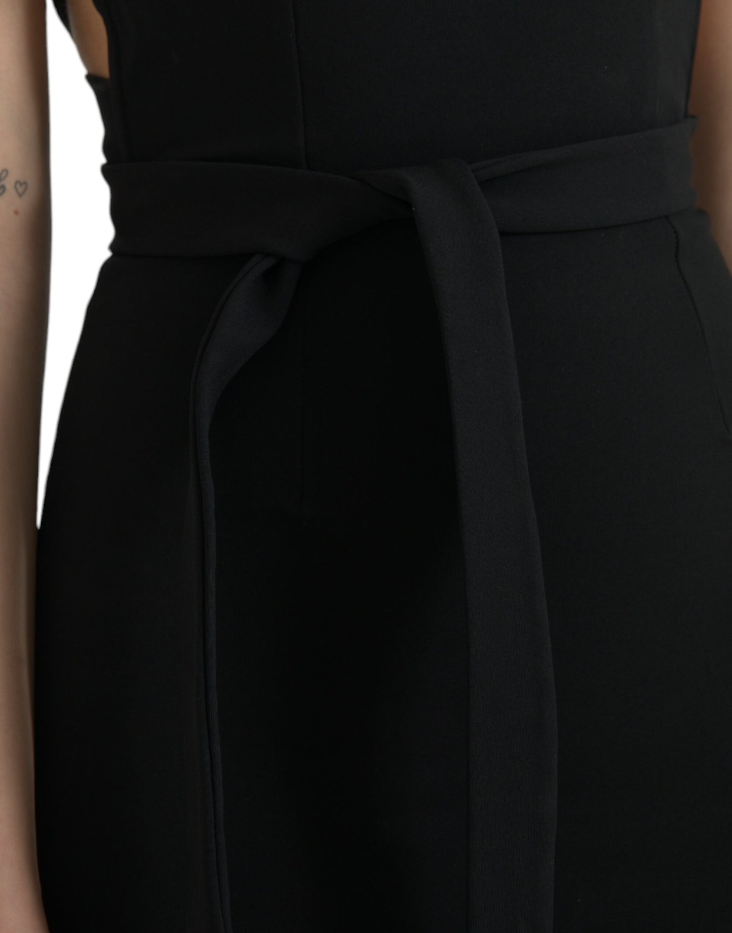 Robe mi-longue noire fourreau dos nu sans manches Dolce &amp; Gabbana