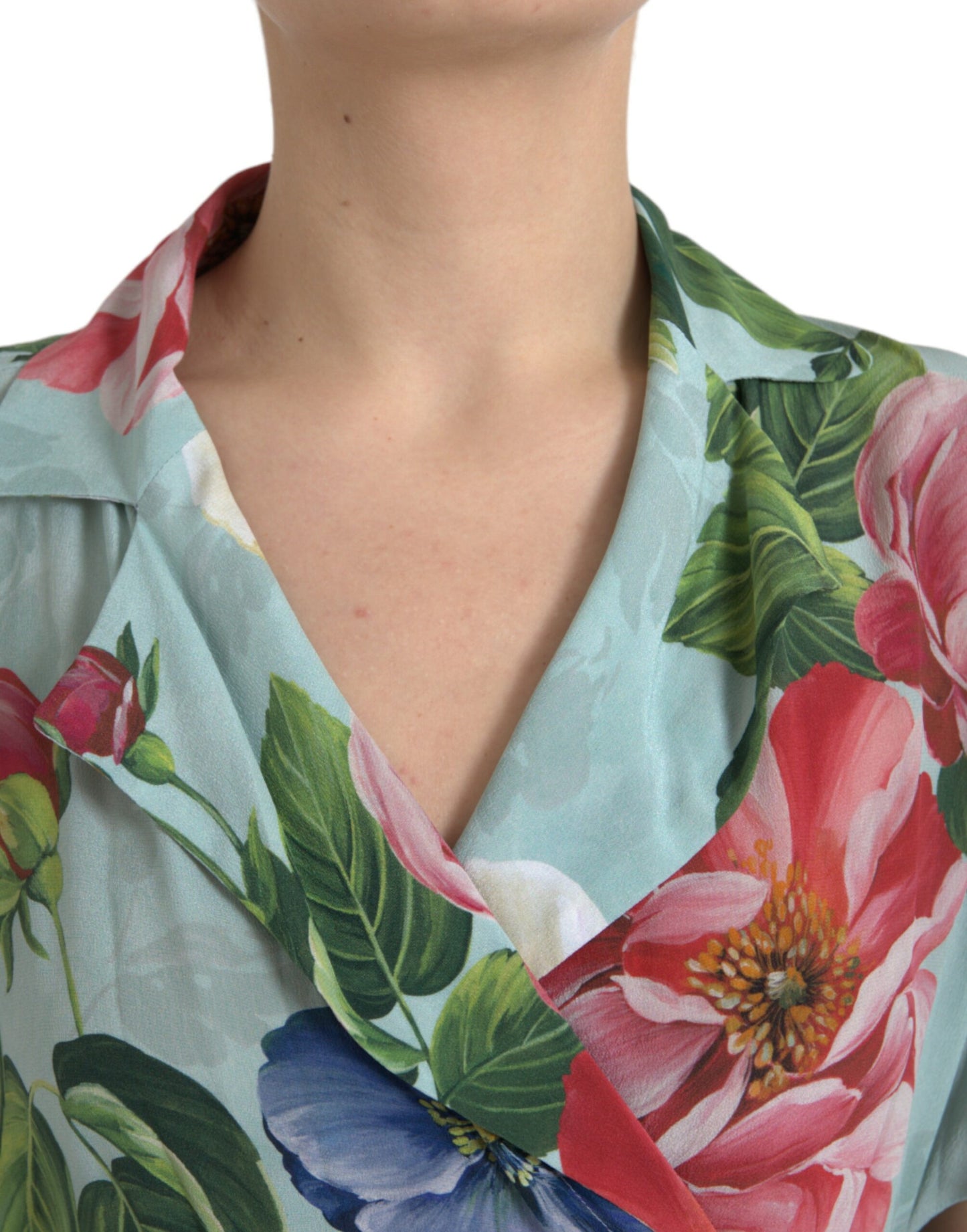 Robe-combinaison portefeuille à jambe large et motif floral bleu Dolce &amp; Gabbana
