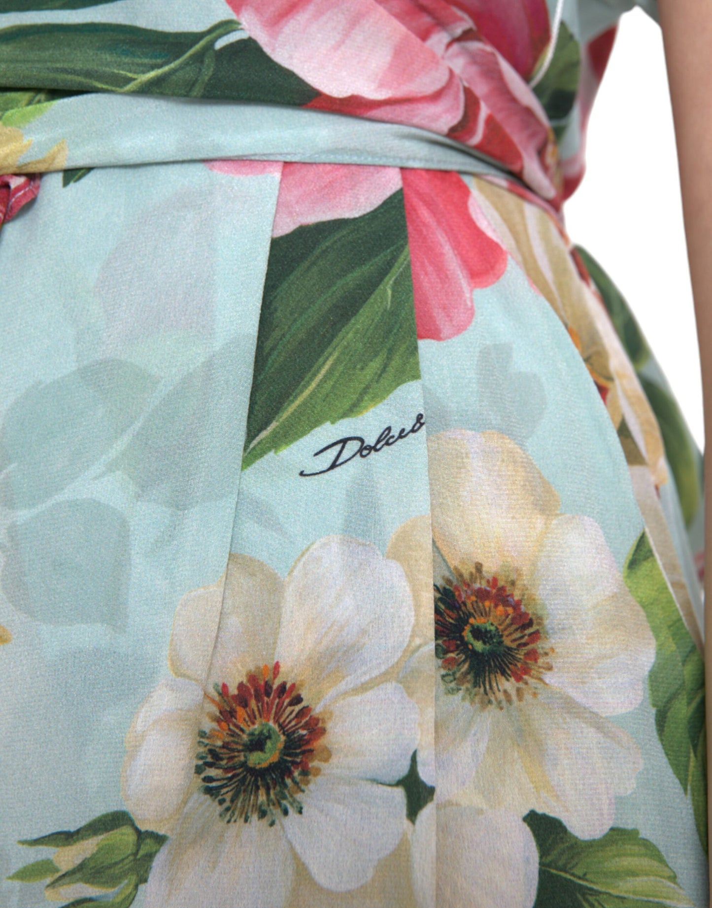 Robe-combinaison portefeuille à jambe large et motif floral bleu Dolce &amp; Gabbana