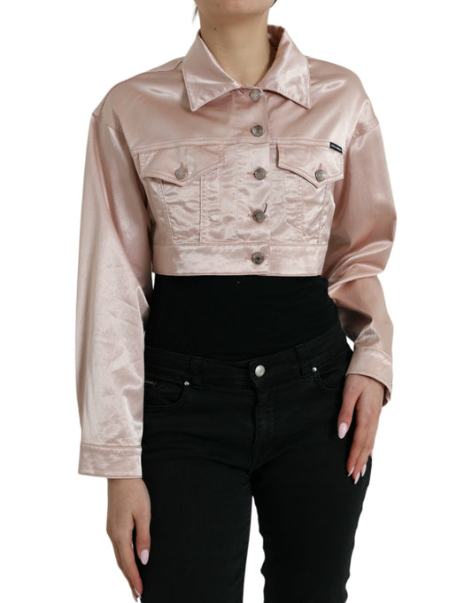 Veste courte à col extensible en coton rose Dolce &amp; Gabbana