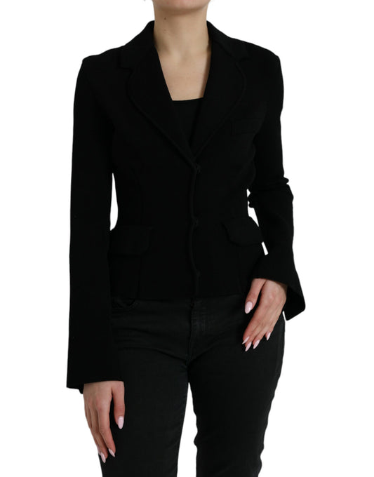 Veste blazer simple boutonnage en viscose noire Dolce &amp; Gabbana