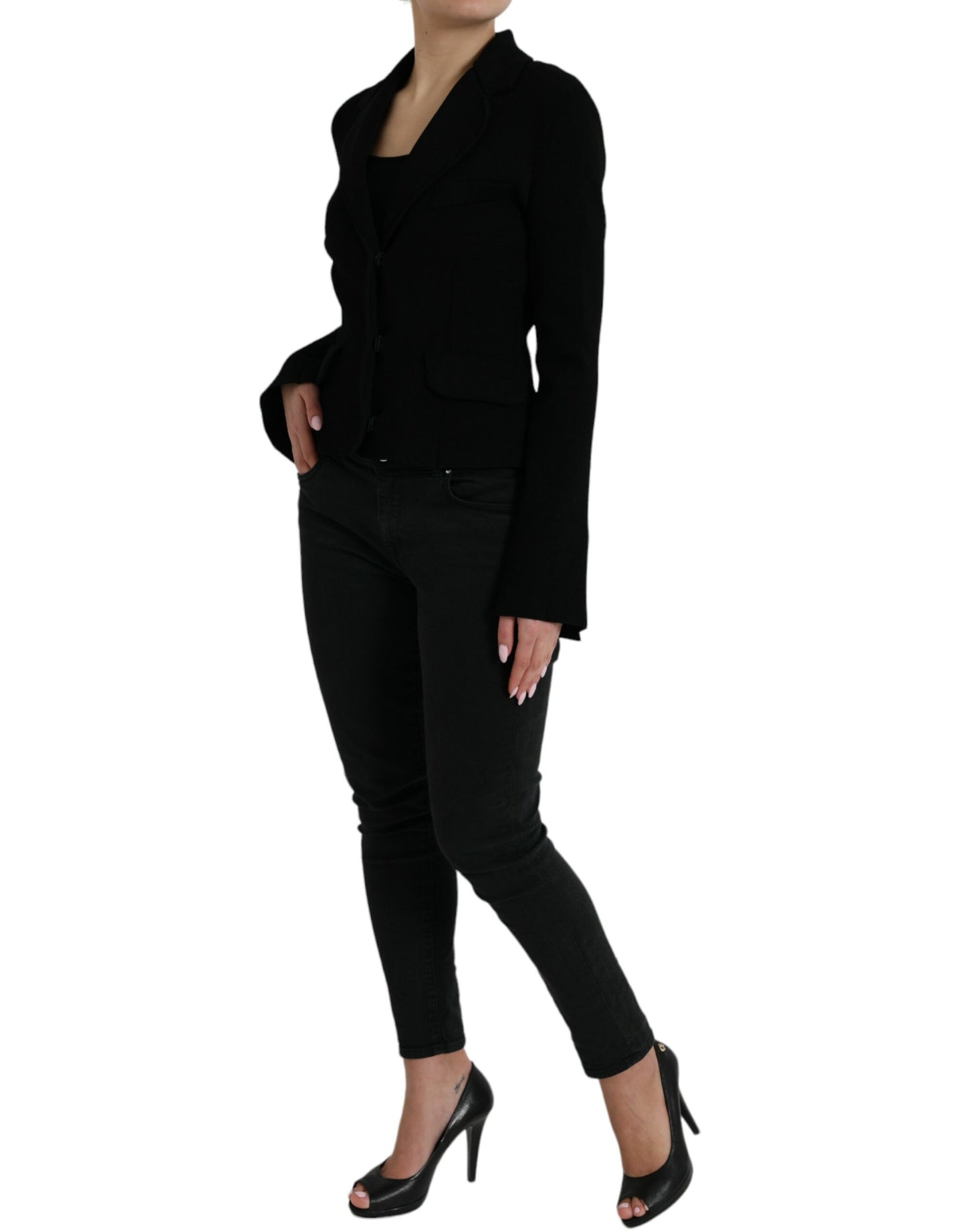 Veste blazer simple boutonnage en viscose noire Dolce &amp; Gabbana