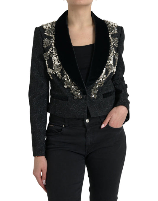 Dolce &amp; Gabbana - Veste pardessus noire ornée de cristaux
