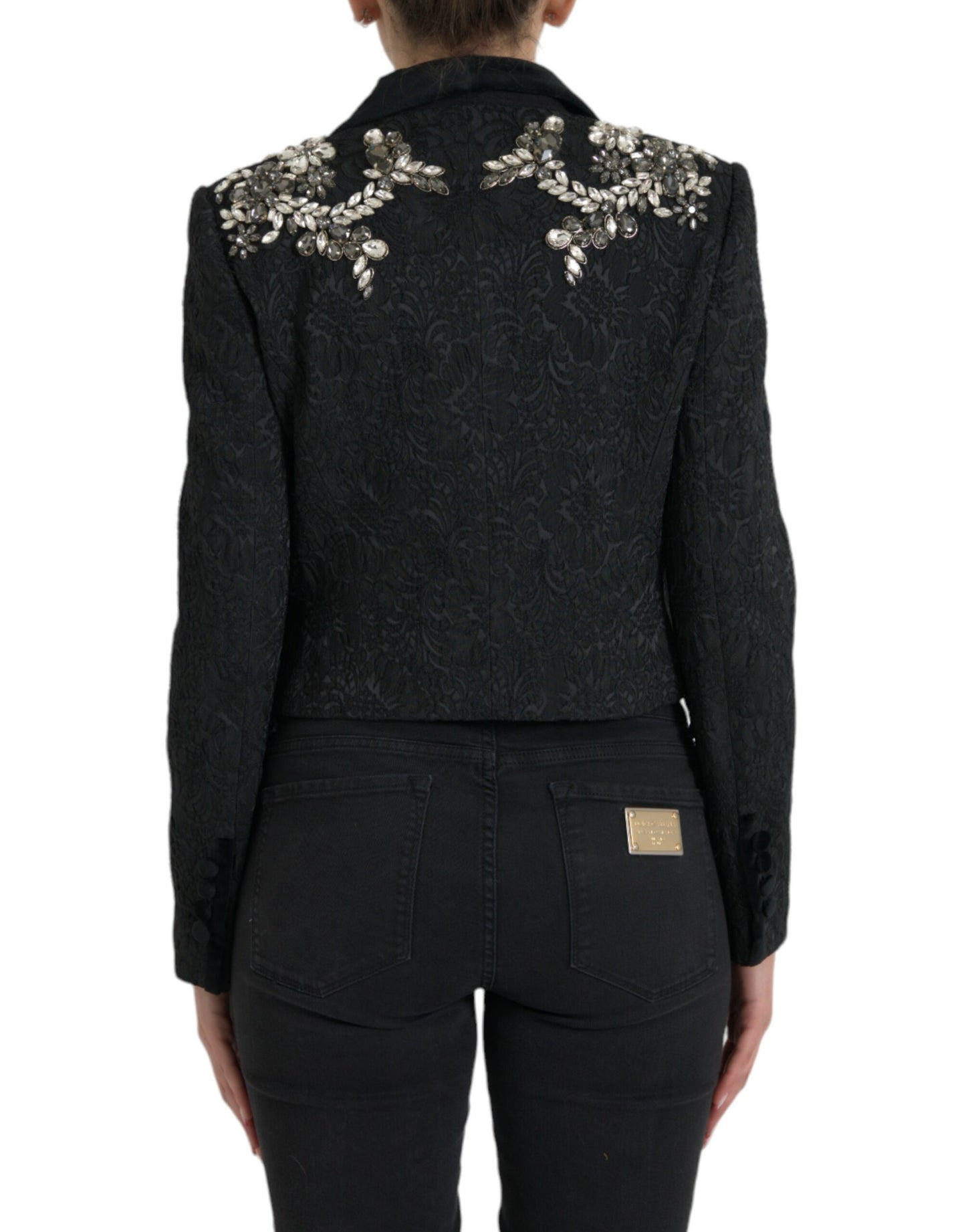 Dolce &amp; Gabbana - Veste pardessus noire ornée de cristaux