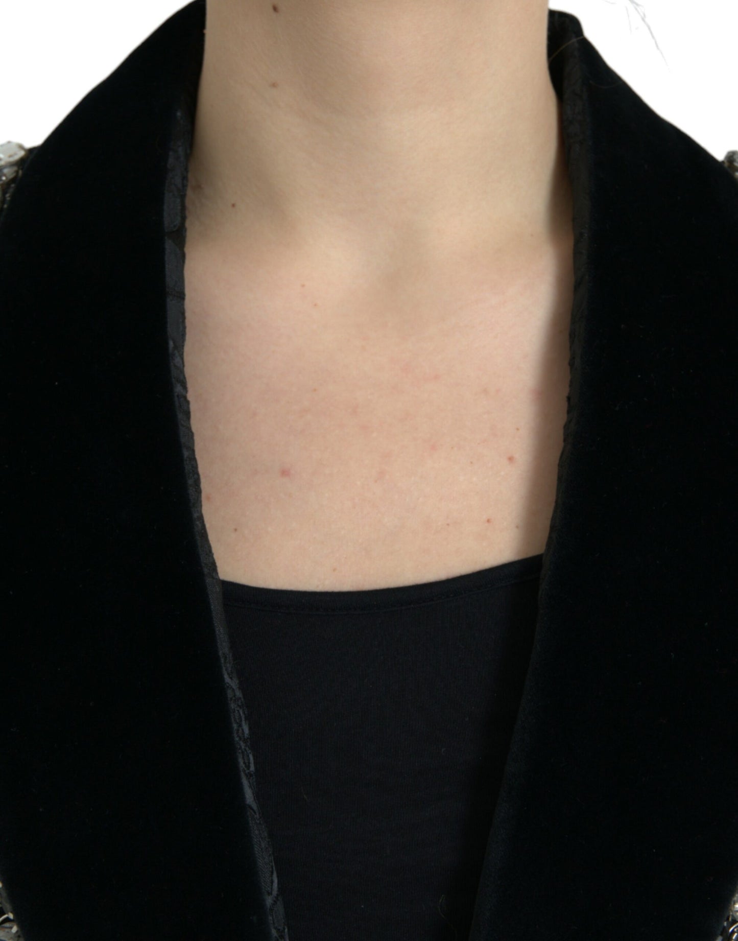 Dolce &amp; Gabbana - Veste pardessus noire ornée de cristaux