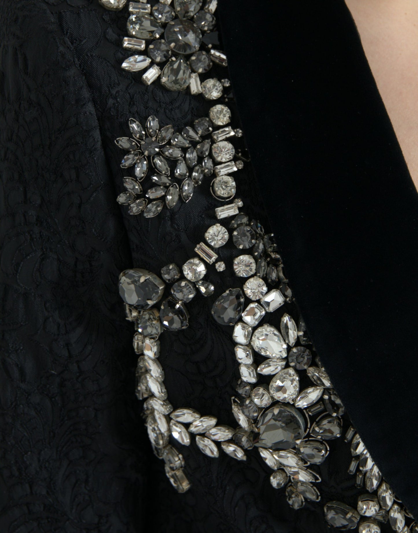 Dolce &amp; Gabbana - Veste pardessus noire ornée de cristaux