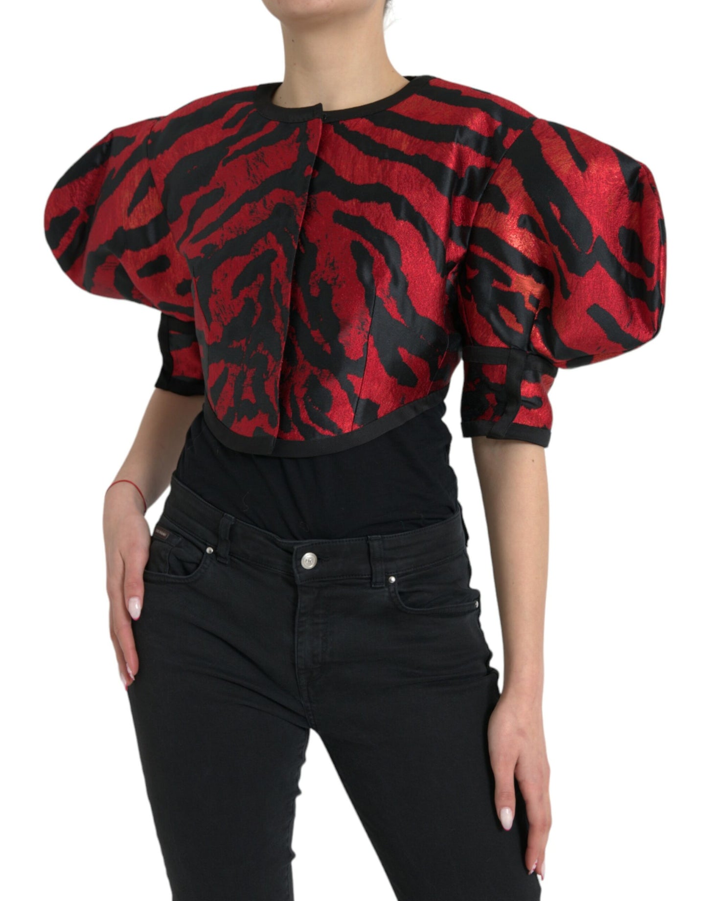 Dolce &amp; Gabbana - Veste courte à motifs noirs et rouges