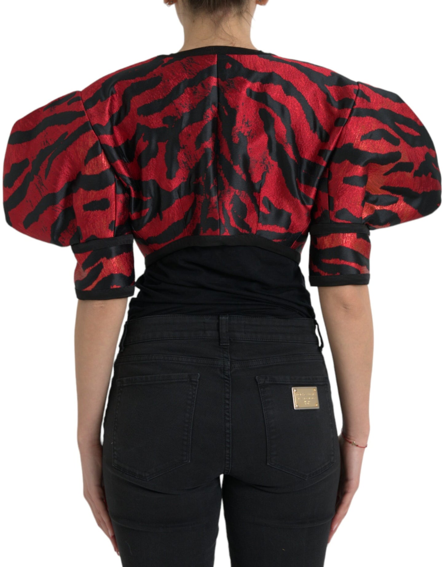 Dolce &amp; Gabbana - Veste courte à motifs noirs et rouges