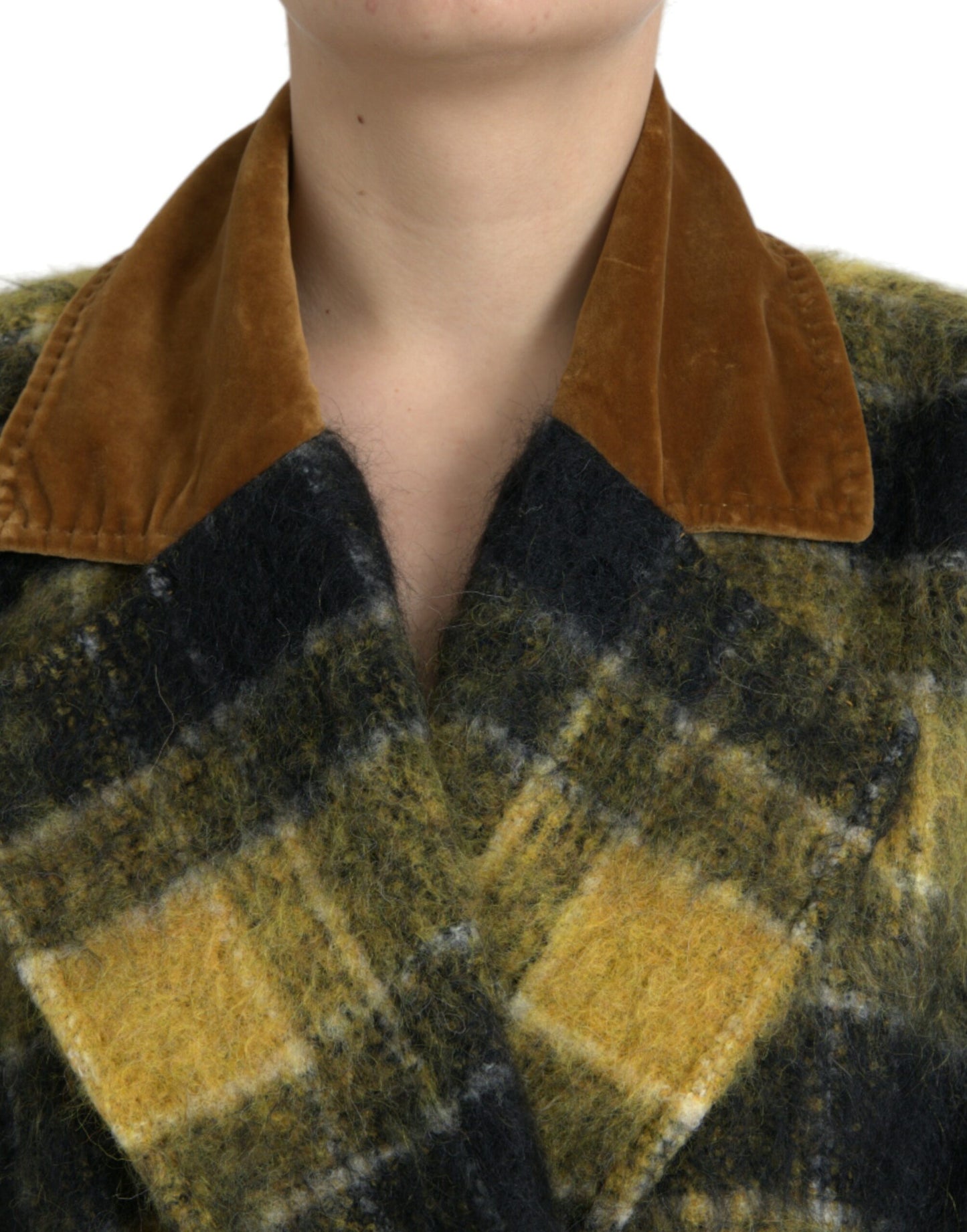 Dolce &amp; Gabbana - Manteau à manches longues à carreaux jaunes