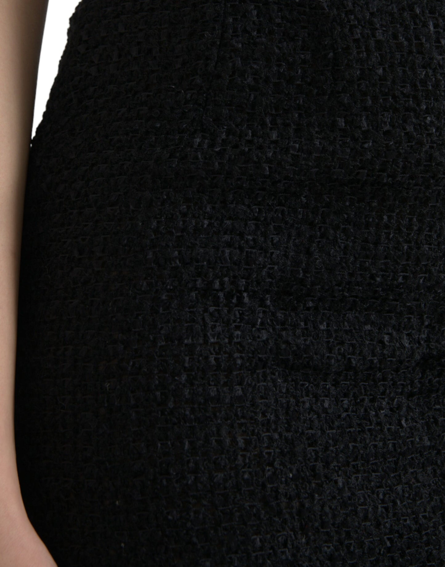Jupe crayon mi-longue taille haute en laine noire Dolce &amp; Gabbana