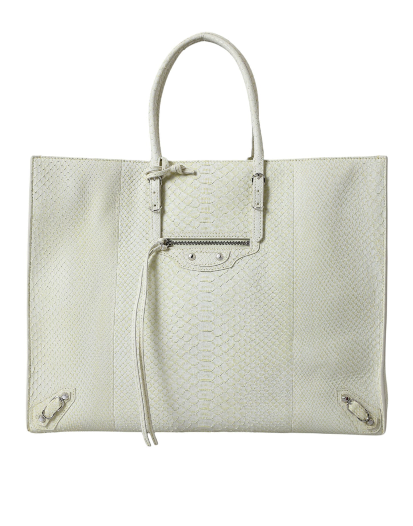 Sac cabas Balenciaga en cuir exotique blanc et jaune