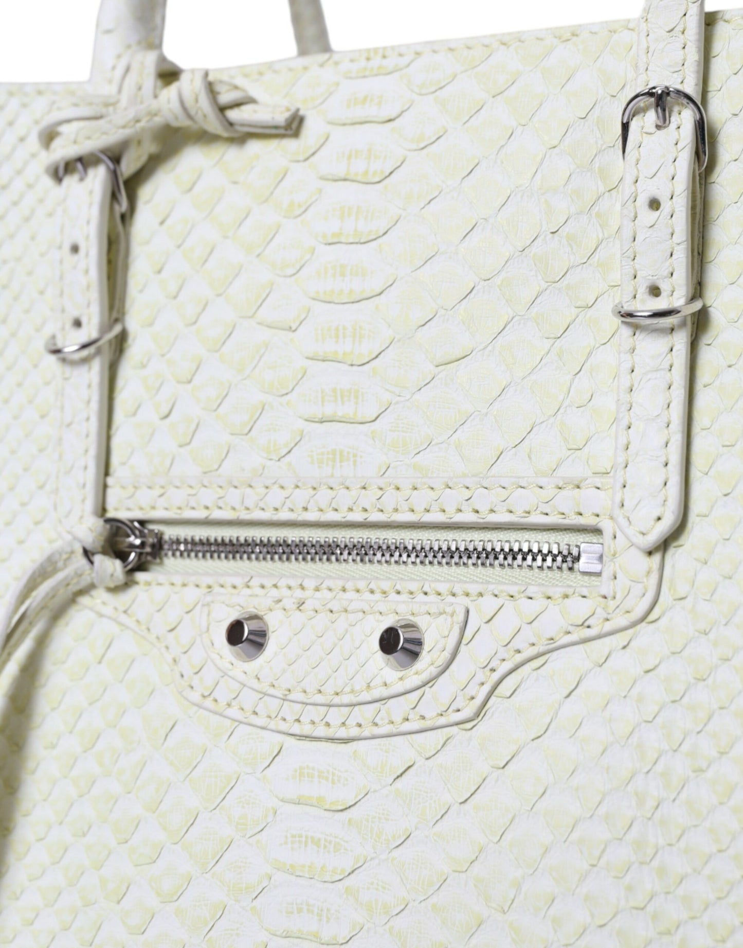 Sac cabas Balenciaga en cuir exotique blanc et jaune