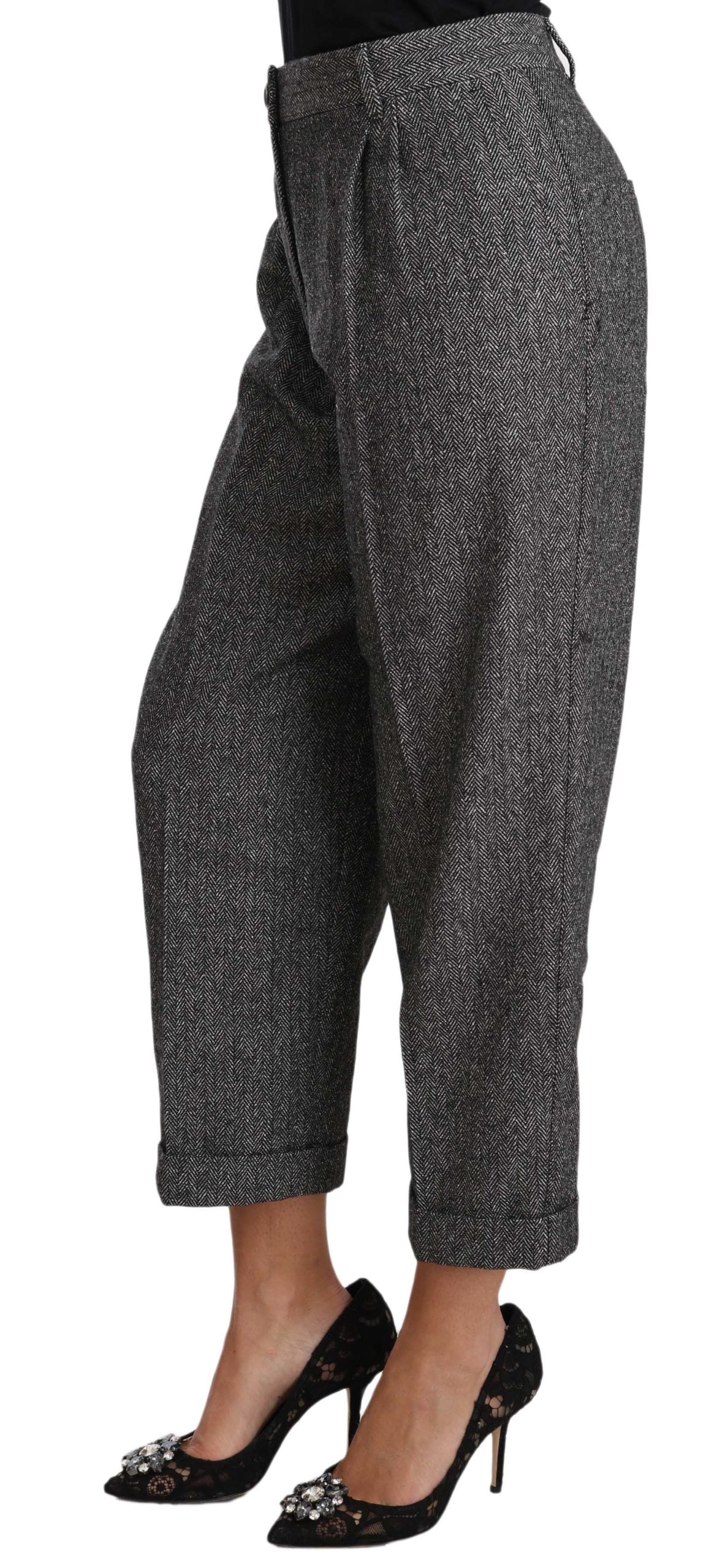 Pantalon court plissé en laine grise Dolce &amp; Gabbana