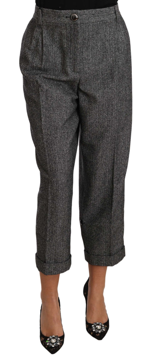 Pantalon court plissé en laine grise Dolce &amp; Gabbana