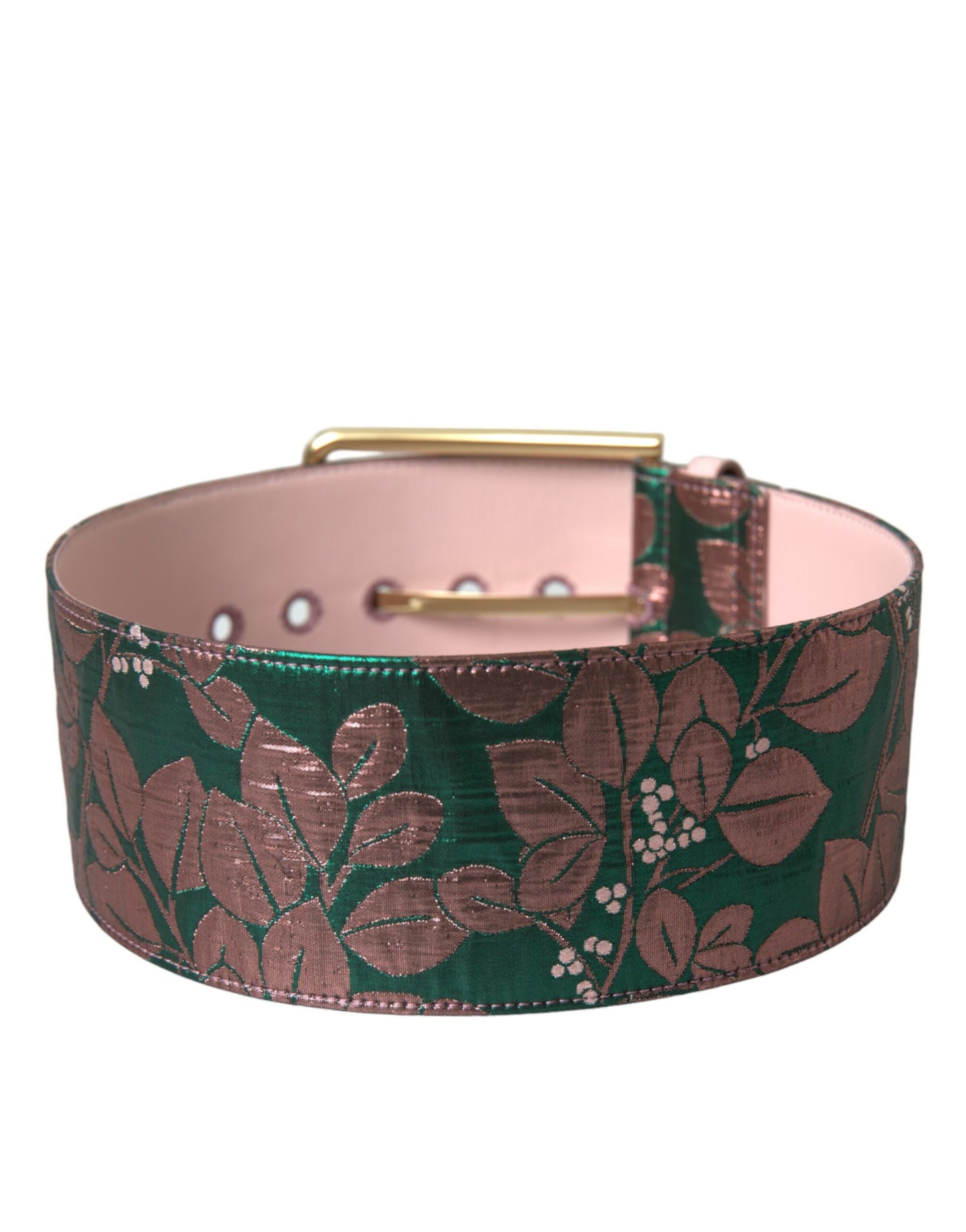 Ceinture Dolce &amp; Gabbana en jacquard floral multicolore et lurex avec boucle dorée