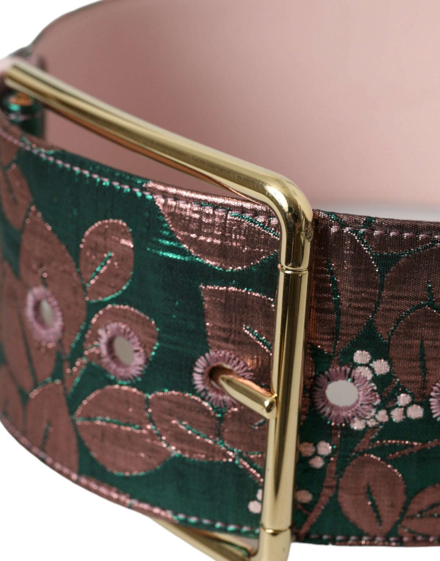 Ceinture Dolce &amp; Gabbana en jacquard floral multicolore et lurex avec boucle dorée