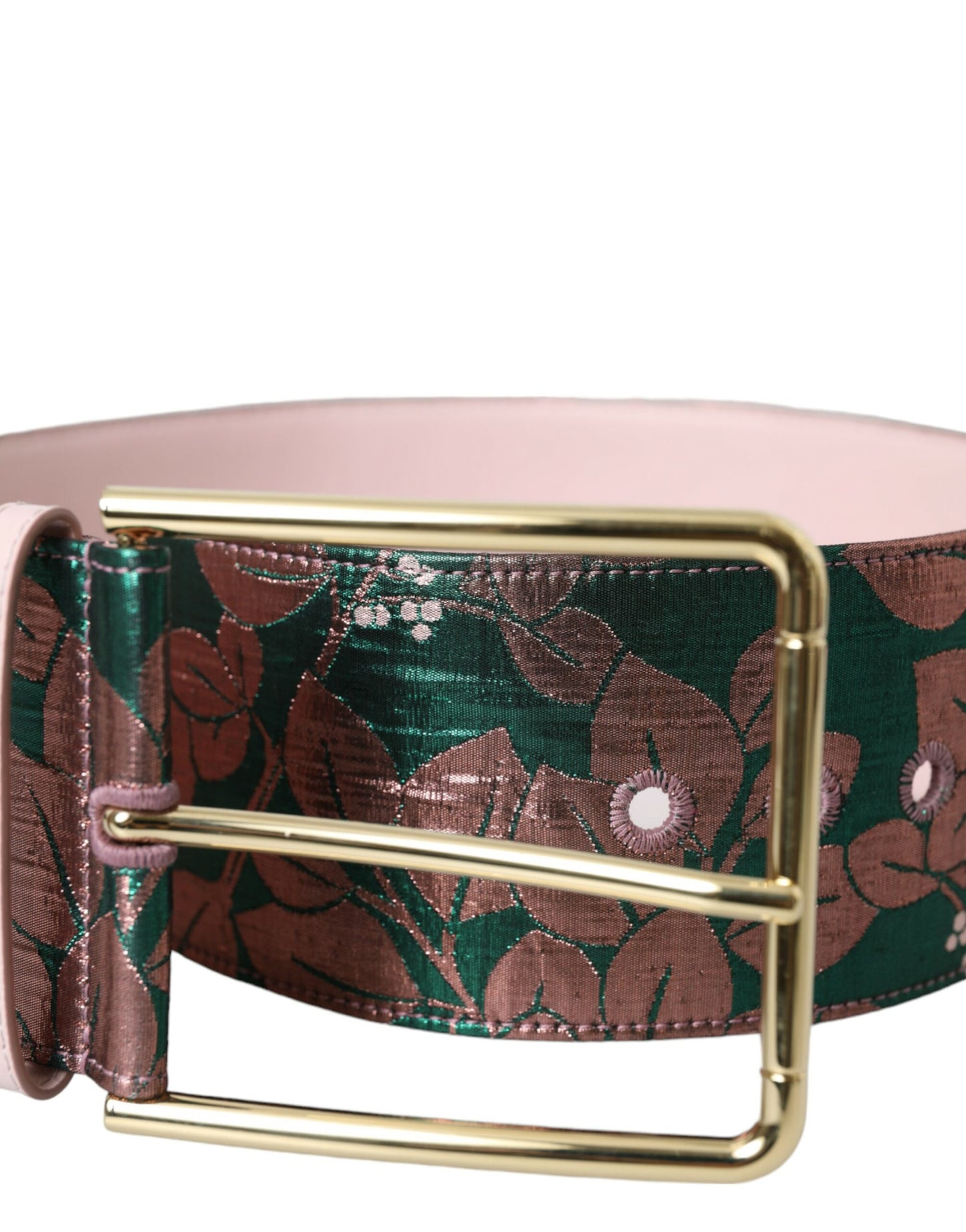Ceinture Dolce &amp; Gabbana en jacquard floral multicolore et lurex avec boucle dorée