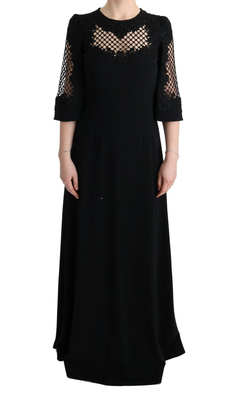 Robe longue droite extensible noire Dolce &amp; Gabbana