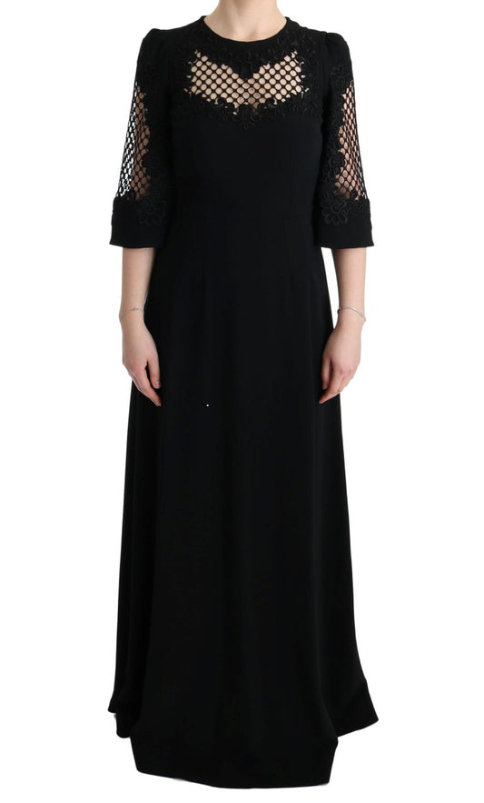 Robe longue droite extensible noire Dolce &amp; Gabbana
